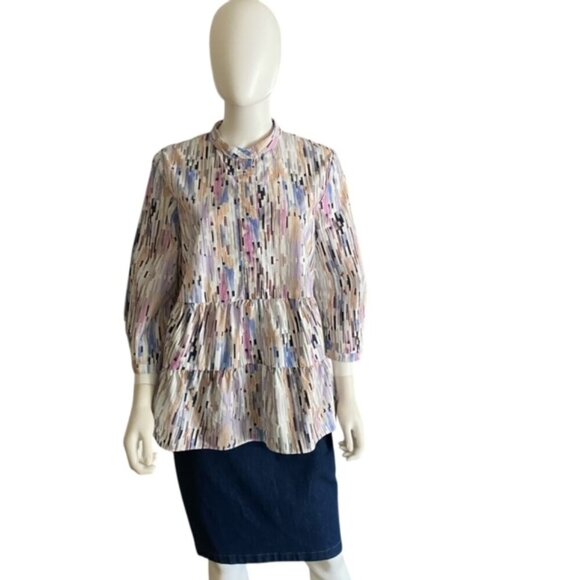 COS Multi Color Tiered Popover Shirt 8 - Picture 1 of 6